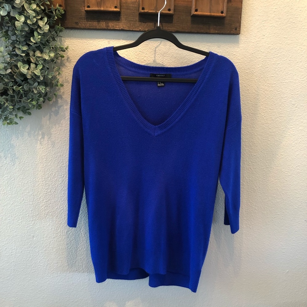 Royal Blue V-Neck Sweater